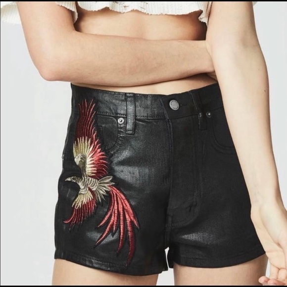 Carmar Titania Fitz Slim Fit High Rise Black Shorts Bird Design 27 Button Fly - Picture 10 of 10